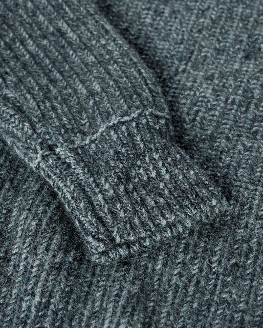 Johnstons Blue Ribbed Donegal Cashmere Jumper for men