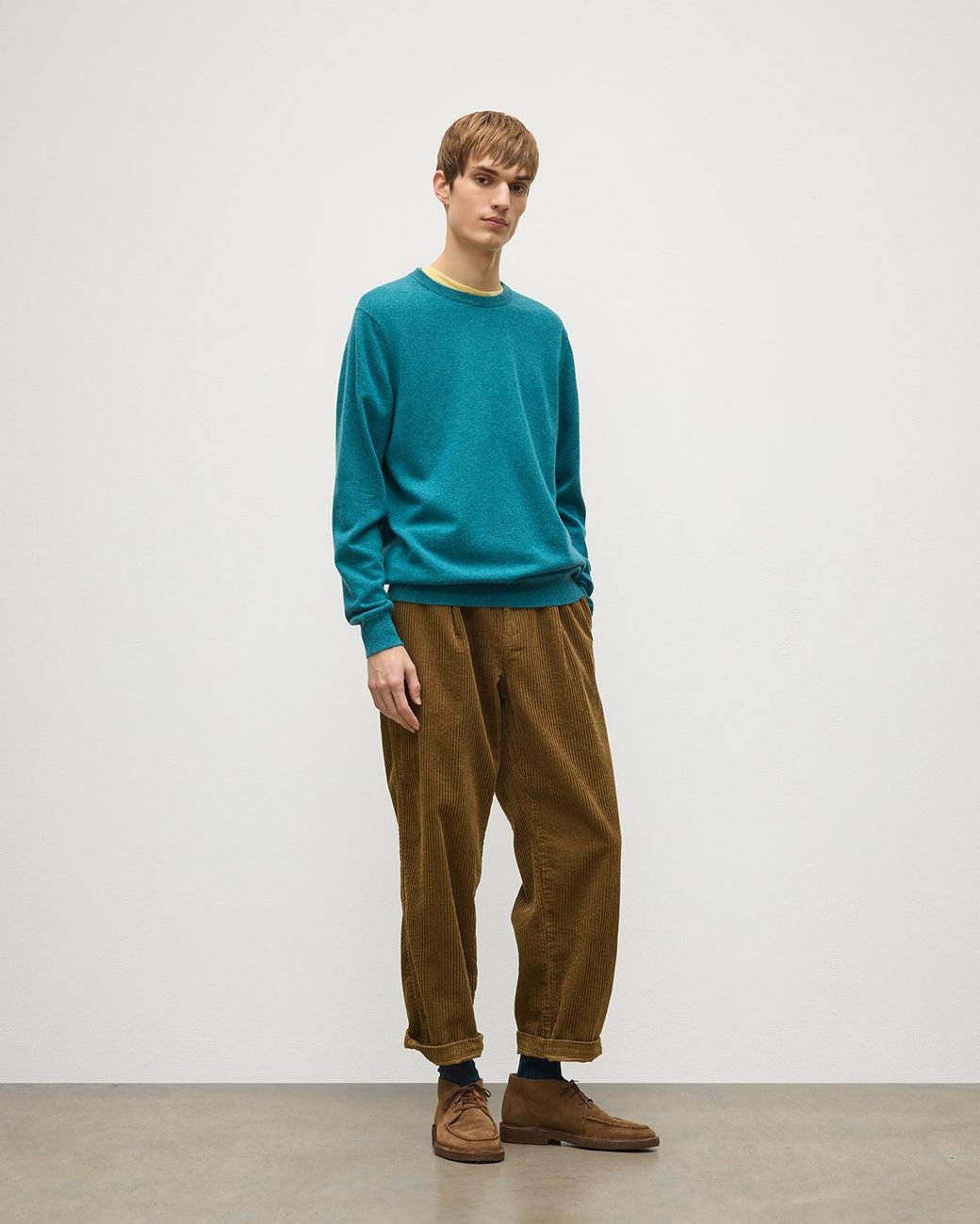 Johnstons Blue Reuben Cashmere Crew Jumper for men