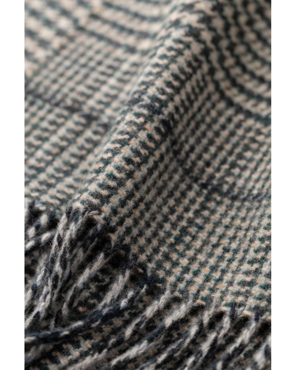 Johnstons Black Tweed Glen Check Dark Scarf