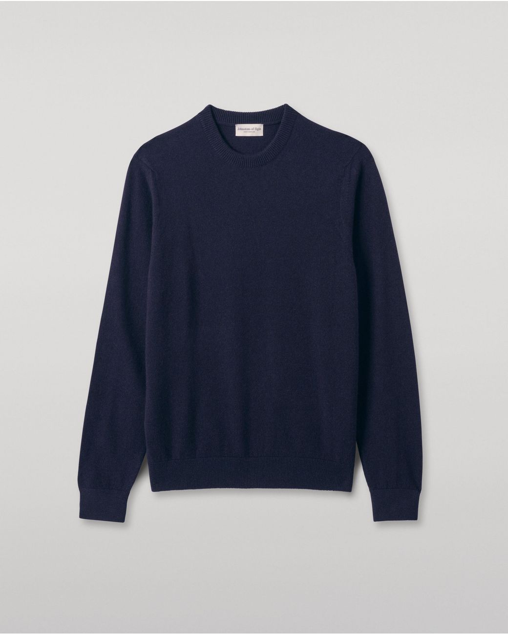 Johnstons Blue Rory Dark Classic Cashmere Crew Jumper for men