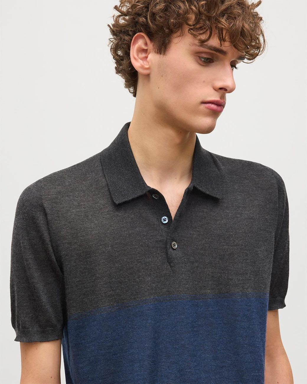 Johnstons Blue Mack & Superfine Cashmere Polo Shirt for men