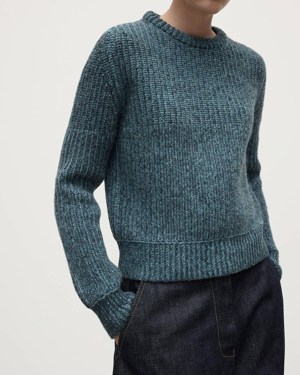 Johnstons Blue High Neck Donegal Cashmere Jumper