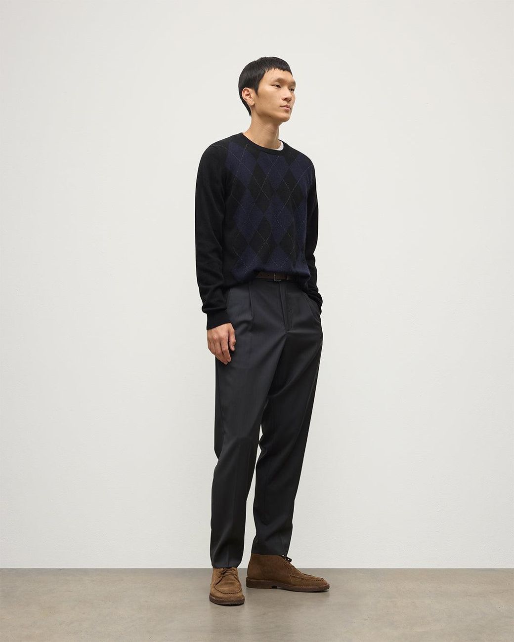 Johnstons Blue Argyll Cashmere Jumper for men