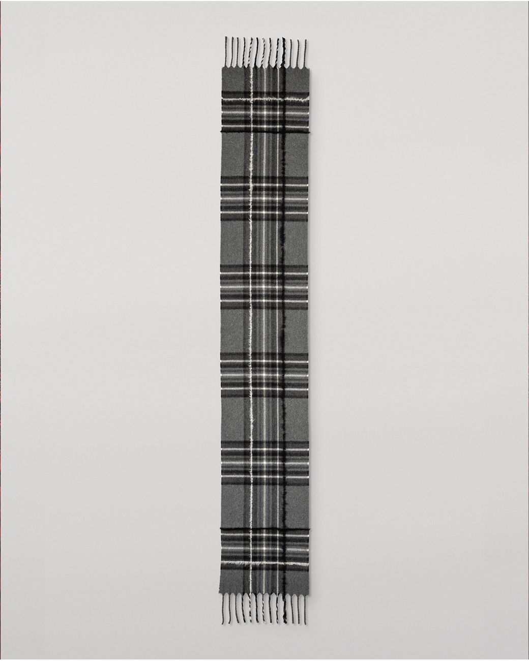 Johnstons White Mull Tartan Cashmere Scarf