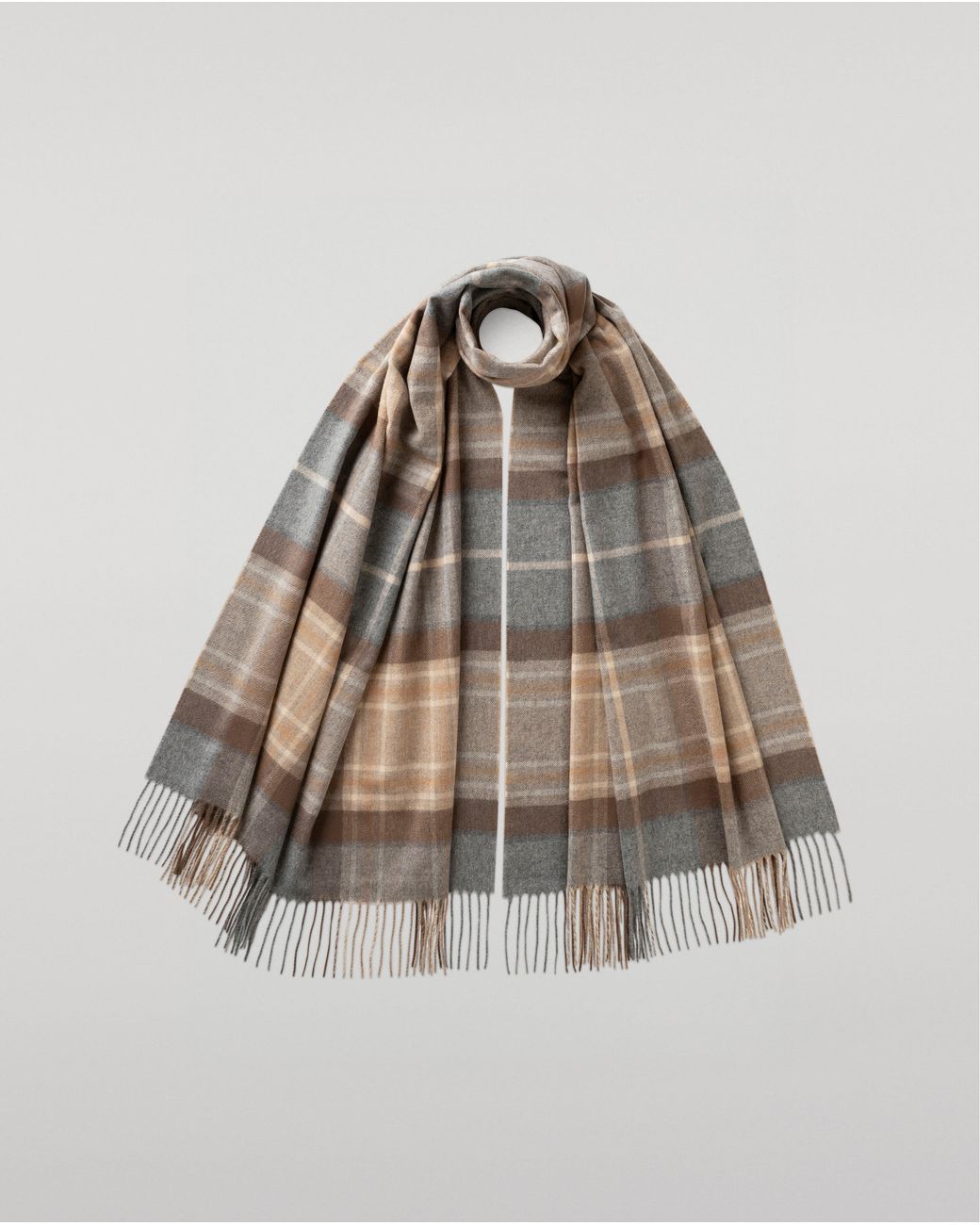 Johnstons Brown Mackellar Tartan Cashmere Stole