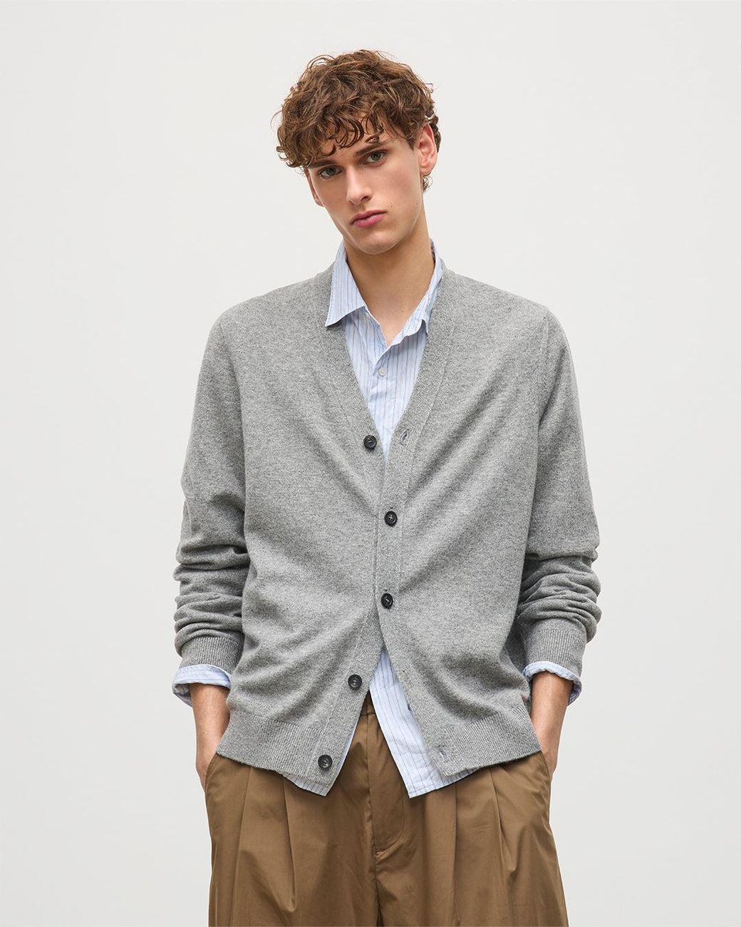 Johnstons Gray Rory Classic Cashmere Cardigan for men