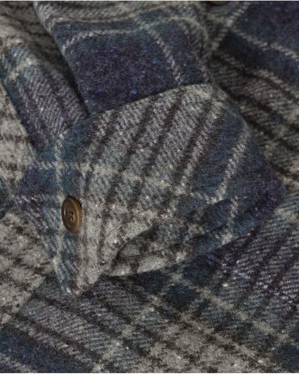 Johnstons Blue Atholl & Bottle Plaid Overshirt