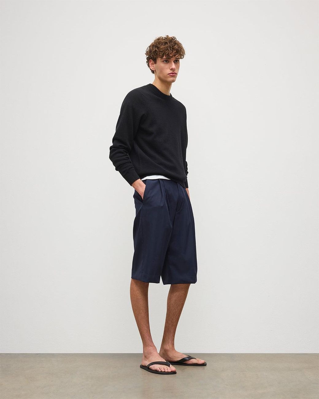 Johnstons Blue Rory Classic Cashmere Crew Jumper for men