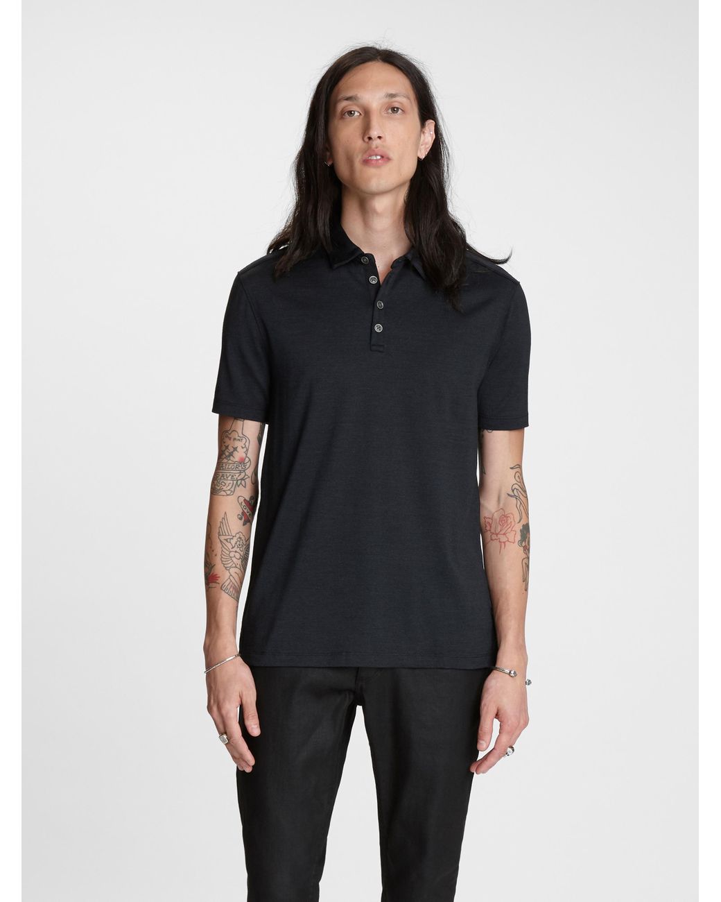 John Varvatos Hampton Polo in Black for Men Lyst