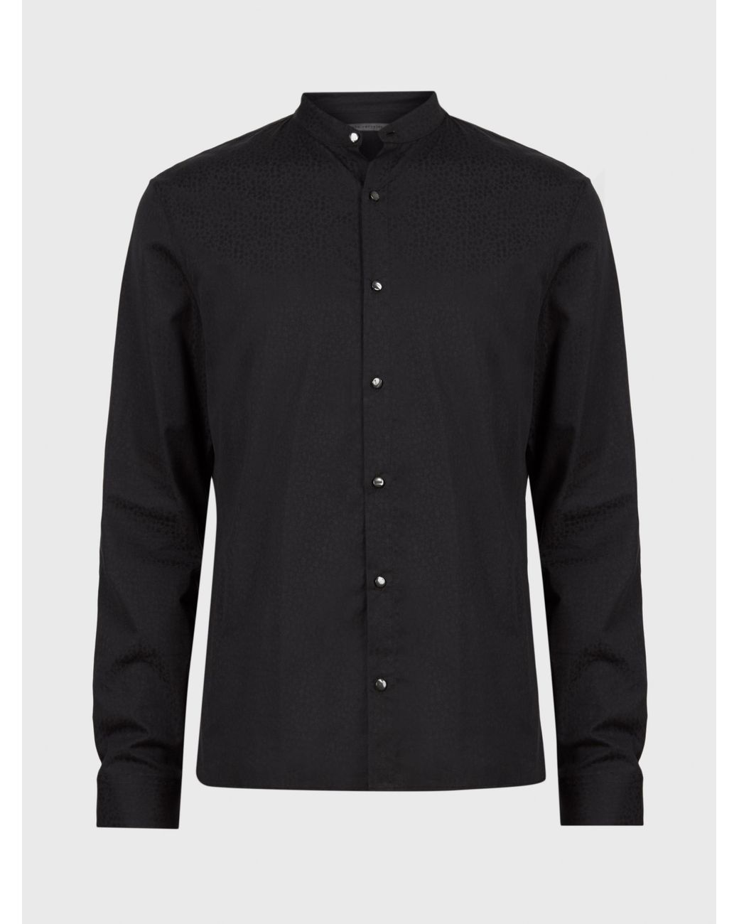 John Varvatos Band Collar Shirt in Black for Men | Lyst