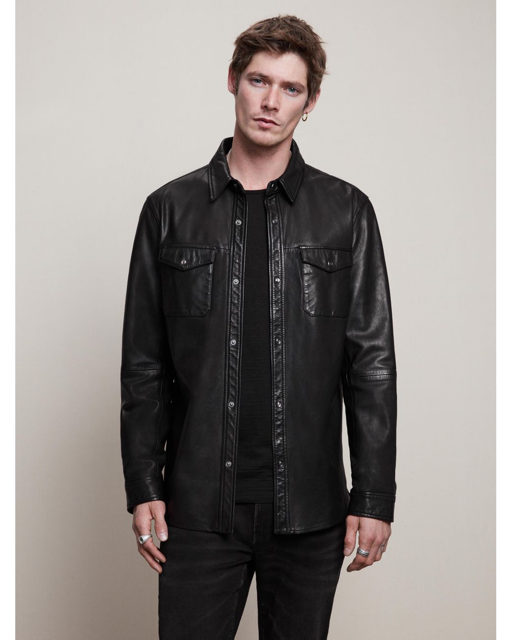 John varvatos leather shirt best sale jacket
