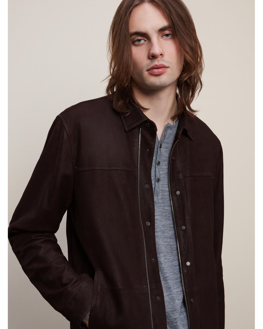 John Varvatos Snap Front Shirt Jacket in Black for Men | Lyst