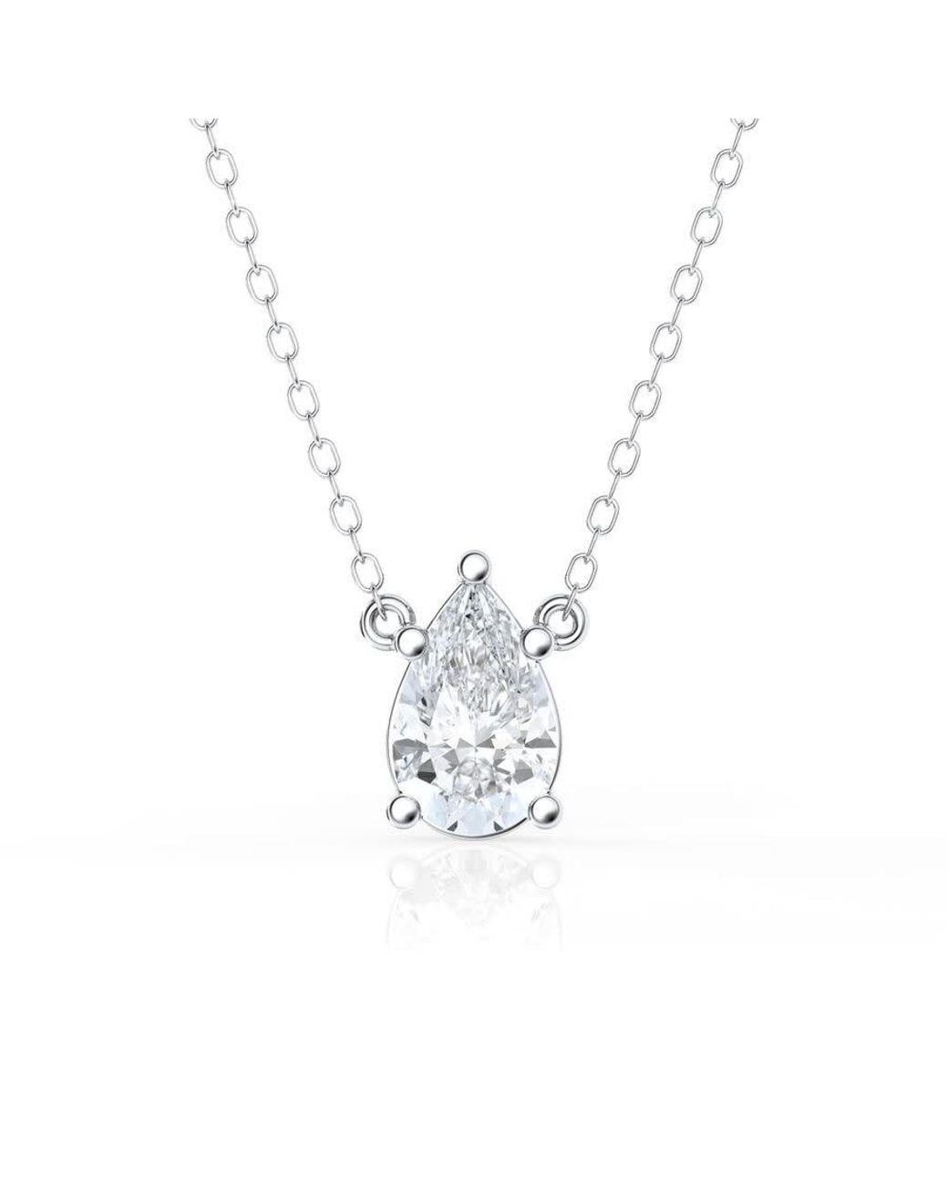Brilliant Diamond Metallic 1 Carat Pear Lab Grown Diamond Pendant Necklace for men
