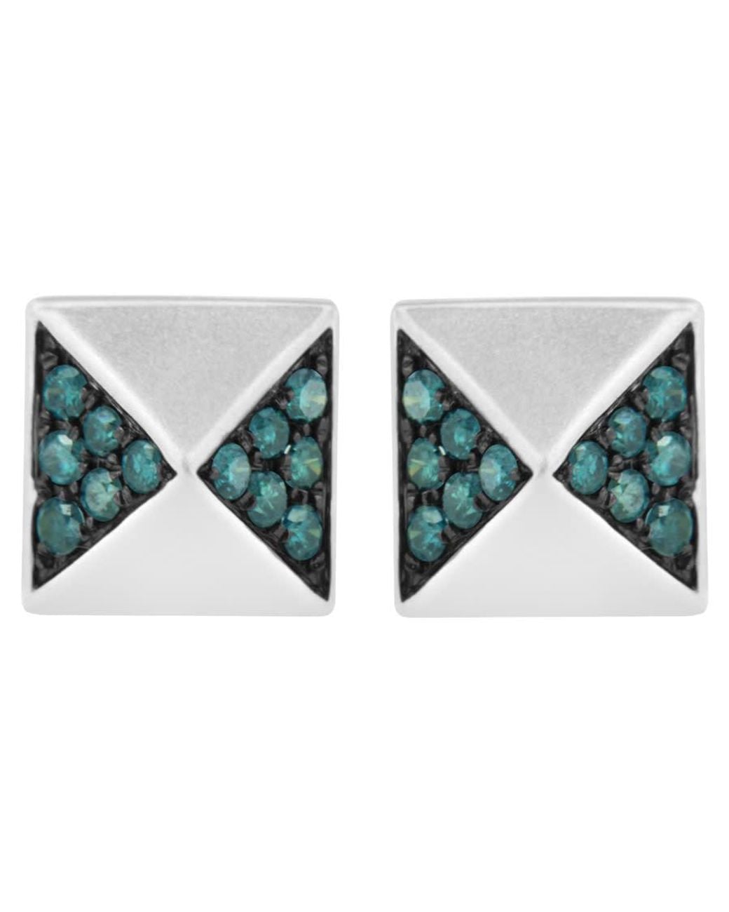 Haus of Brilliance Blue 14K 1/4 Cttw Treated Diamond Pyramid Stud Earring Color, Si1-Si2 Clarity) for men