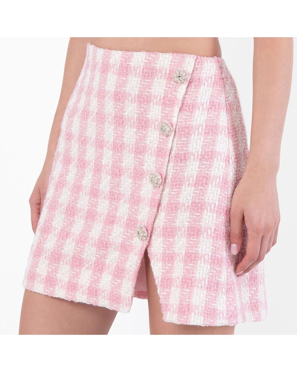 Self-Portrait Pink Self-Portrait Check Boucle Mini Skirt, Brand Size 6 Us