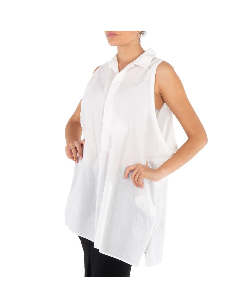 Y's Yohji Yamamoto Black Ladies Dropped No Sleeves Blouse, Brand Size 2