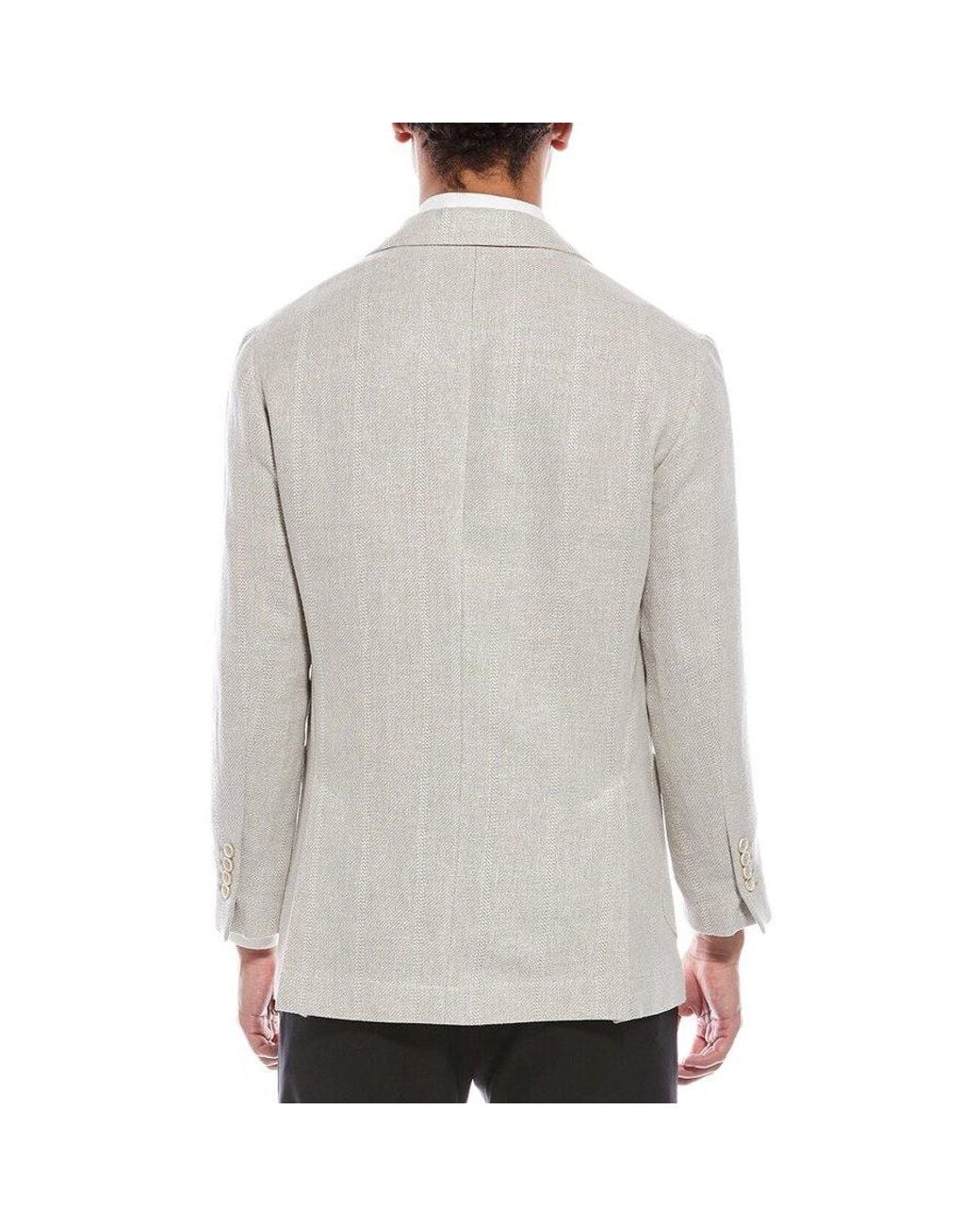 Brunello Cucinelli Gray Plaster Linen Silk Wool Blend Blazer, Brand Size 50 (Us for men