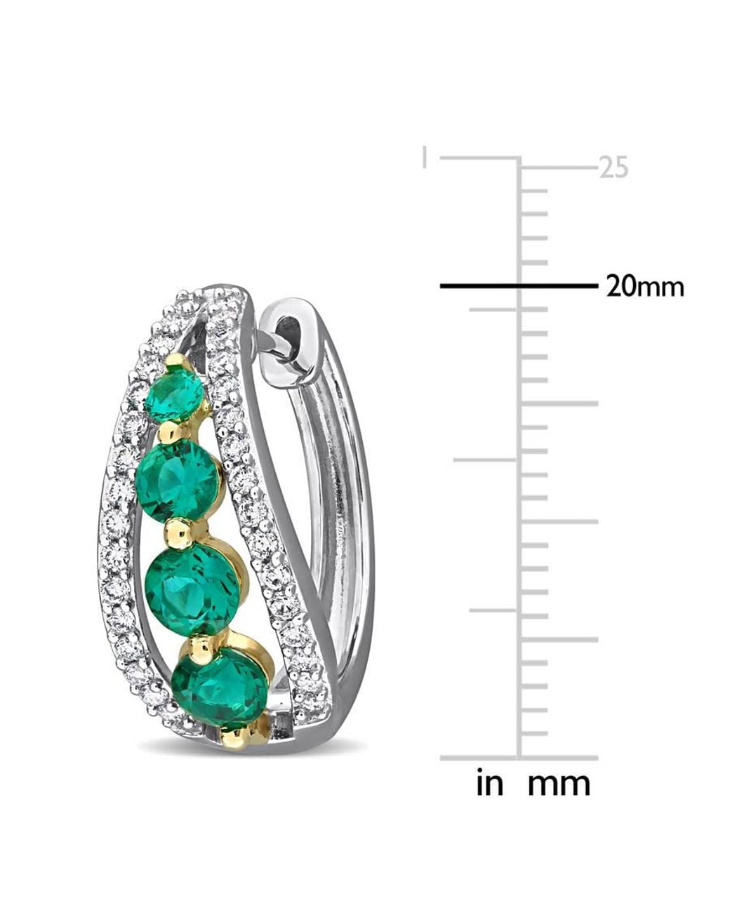 Created Forever Metallic 1/2 Ct Lab Grown Diamond Tw And 1 1/3 Ct Tgw Created Emerald Hoop Earrings 14K for men