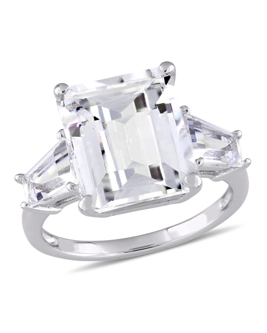 Amour Metallic 8 7/8 Ct Tgw Emerald And Tapered-Cut Topaz 3-Stone Ring for men