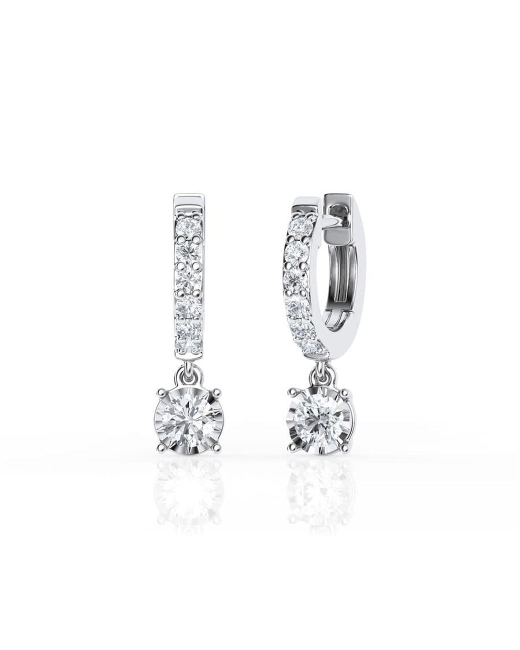 Brilliant Diamond White 1/2 Carat Lab Grown Diamond Dangle Drop Huggie Hoop Earrings for men