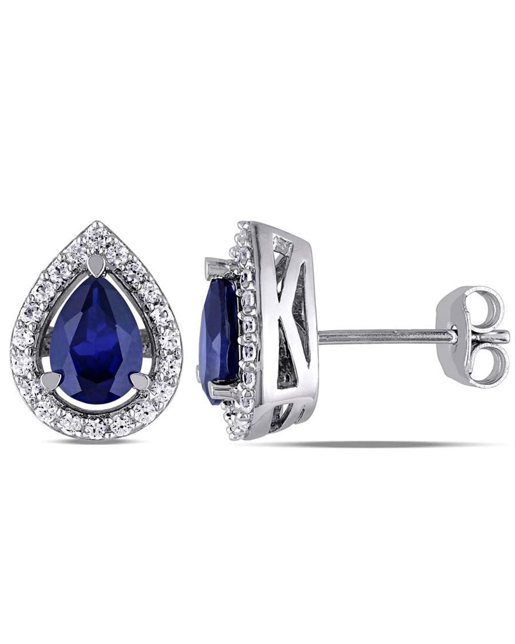 Amour Blue Created And Sapphire Teardrop Earrings for men