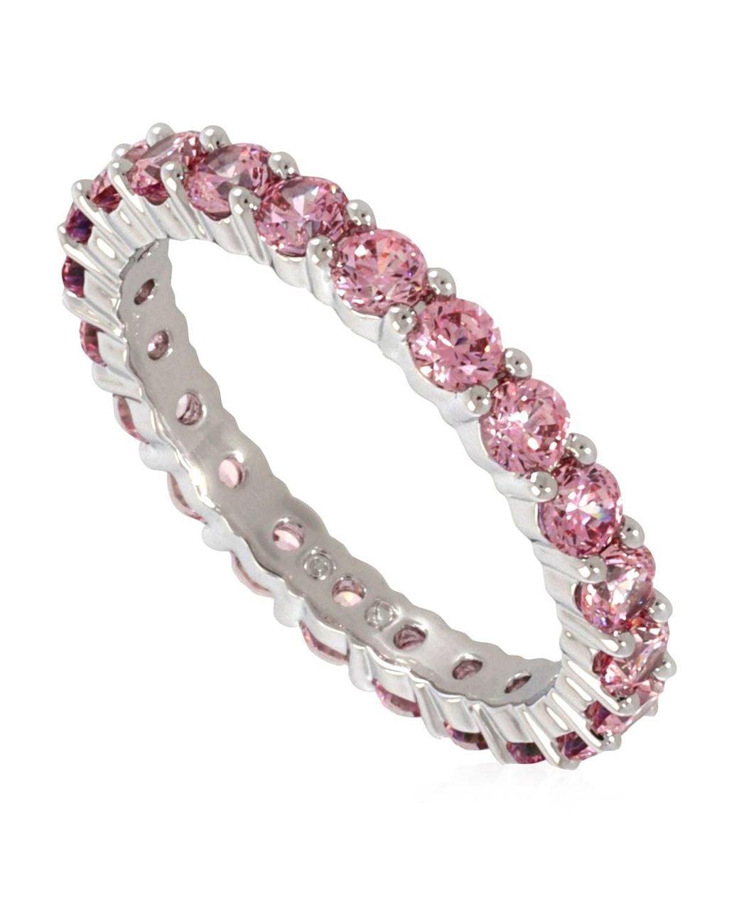 Swarovski Pink Rhodium Plated Round Cut Matrix Ring, Size 50 for men