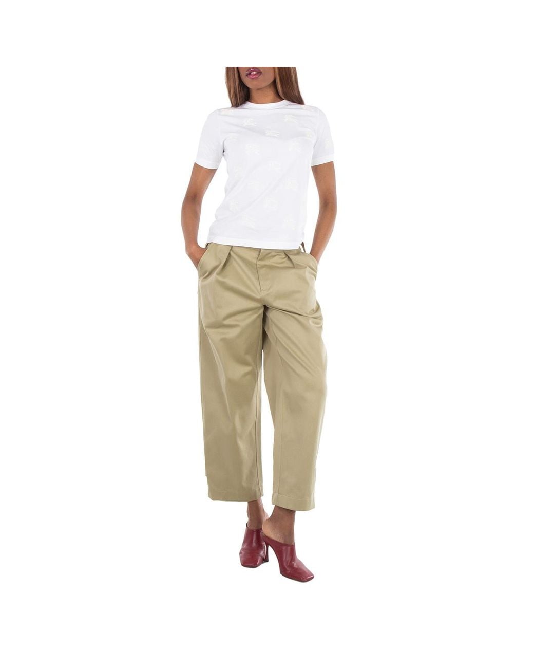Burberry Green Pleated Tailored Trousers, Brand Size 8 (Us