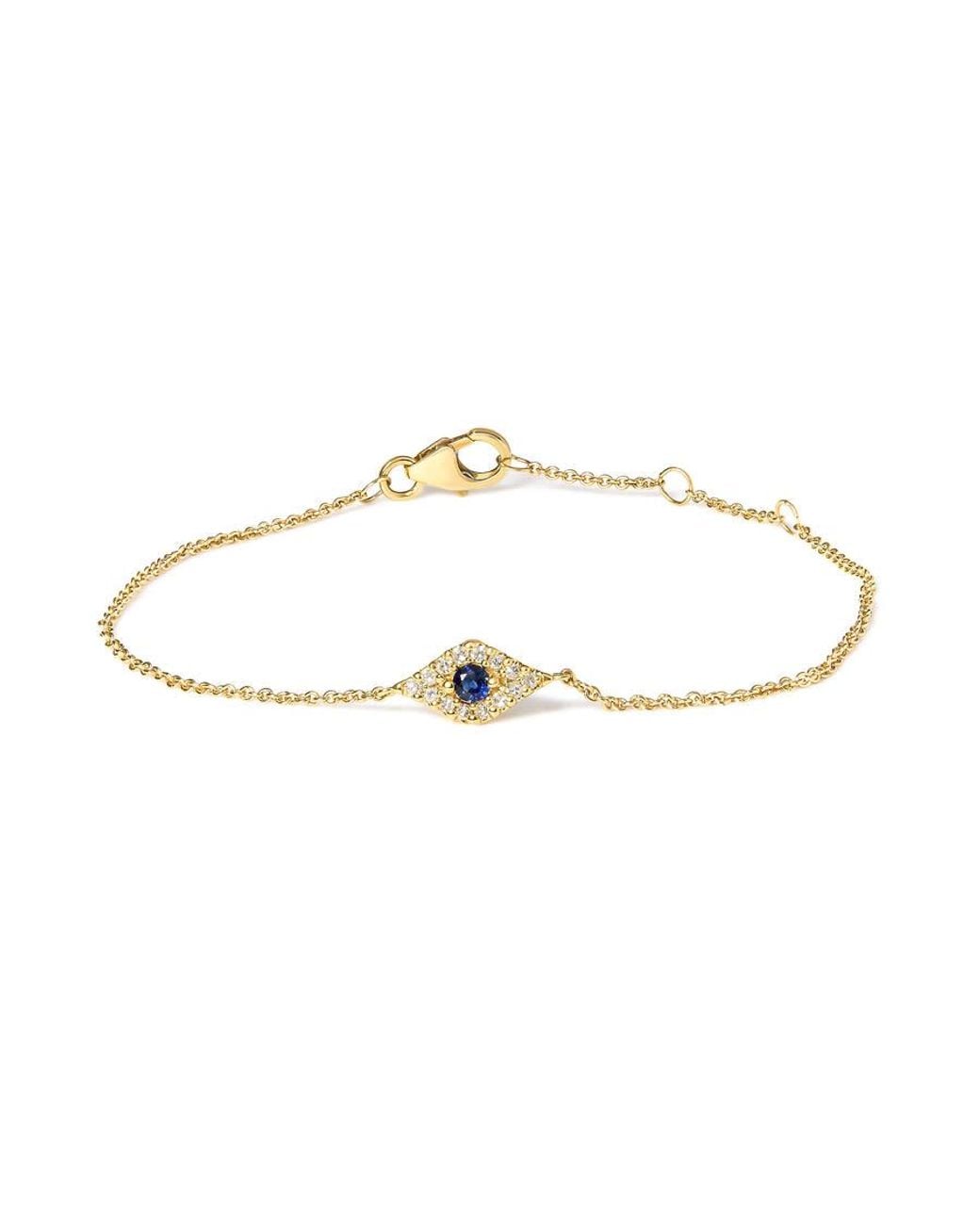 Haus of Brilliance Metallic 10K Sapphire And Diamond Accent Evil Eye Station Link Bracelet (H-I Color, I1-I2 Clarity) for men