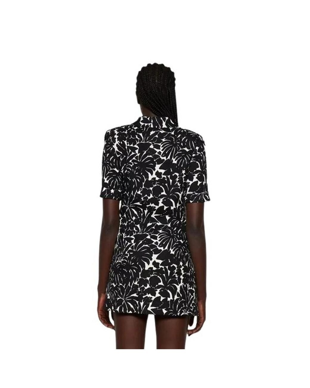 Saint Laurent Black Palm Print Dress, Brand Size 36
