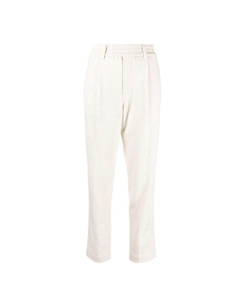 Brunello Cucinelli White Warm Wool Blend Tapered Trousers, Brand Size 42 (Us for men