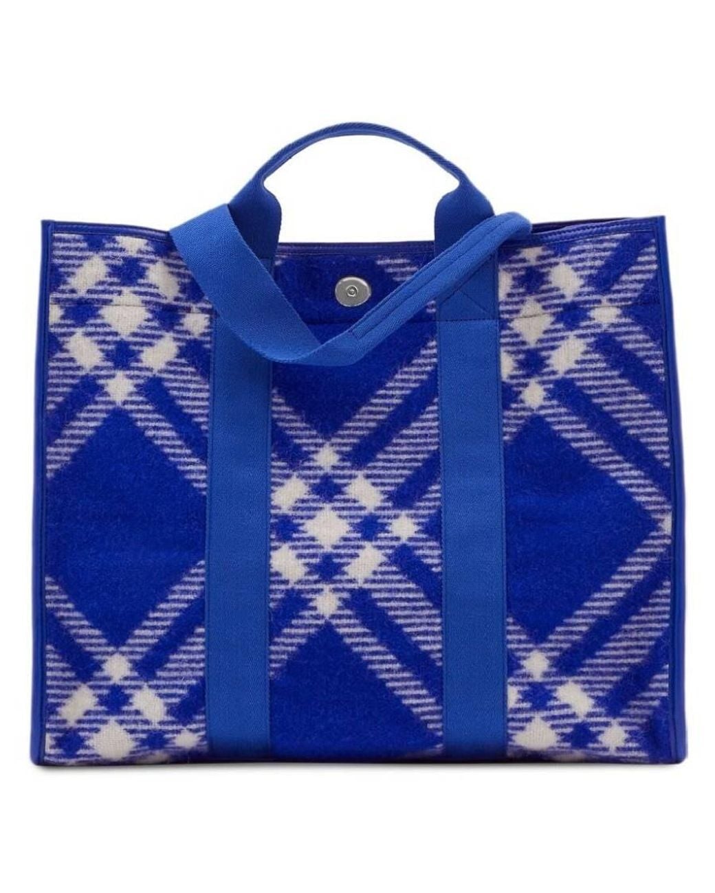 Burberry Blue Check Jacquard Woven Shopper Tote for men