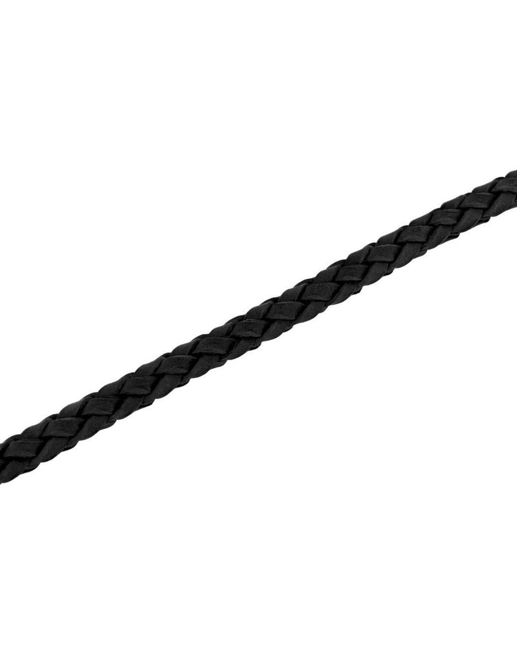 Robert Alton Black Stainless Steel & Finish Leather Braid Bracelet W/Fancy Clasp Bracelet for men