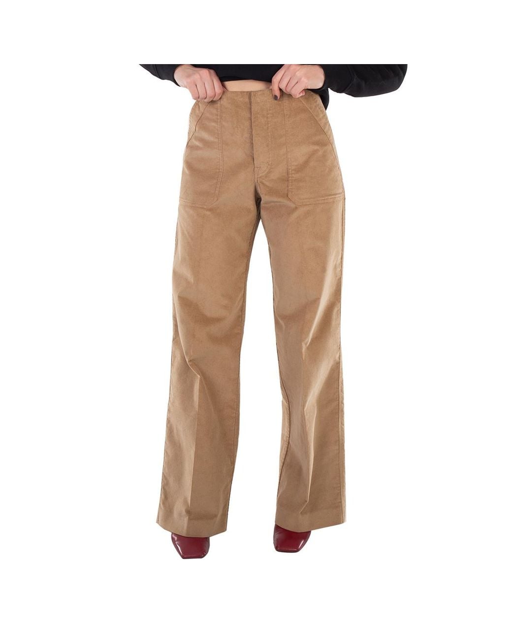 Moncler Brown High-Waisted Straight Trousers, Brand Size 40 (Us