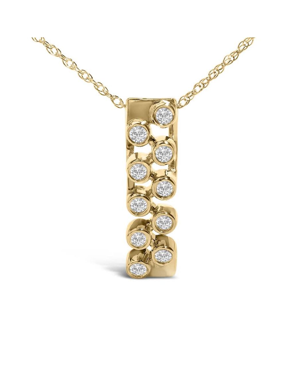 Haus of Brilliance Metallic 14K Bezel Set 1/7 Cttw Diamond Vertical Bar Pendant Necklace for men