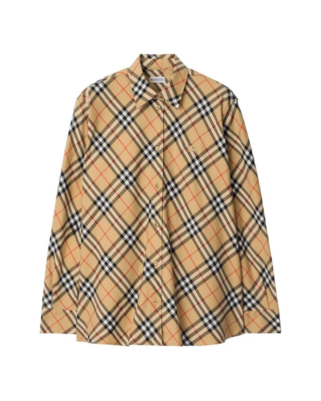 Burberry Multicolor Sand Check Equestrian Knight-Motif Shirt, Brand Size 10 Us for men
