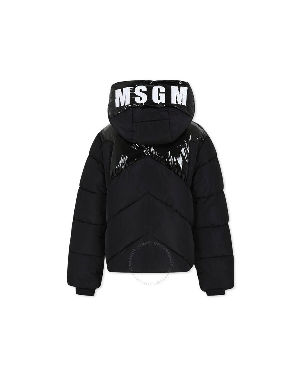 MSGM Kids Removable Hood Cropped Puffer Jacket in Black Lyst