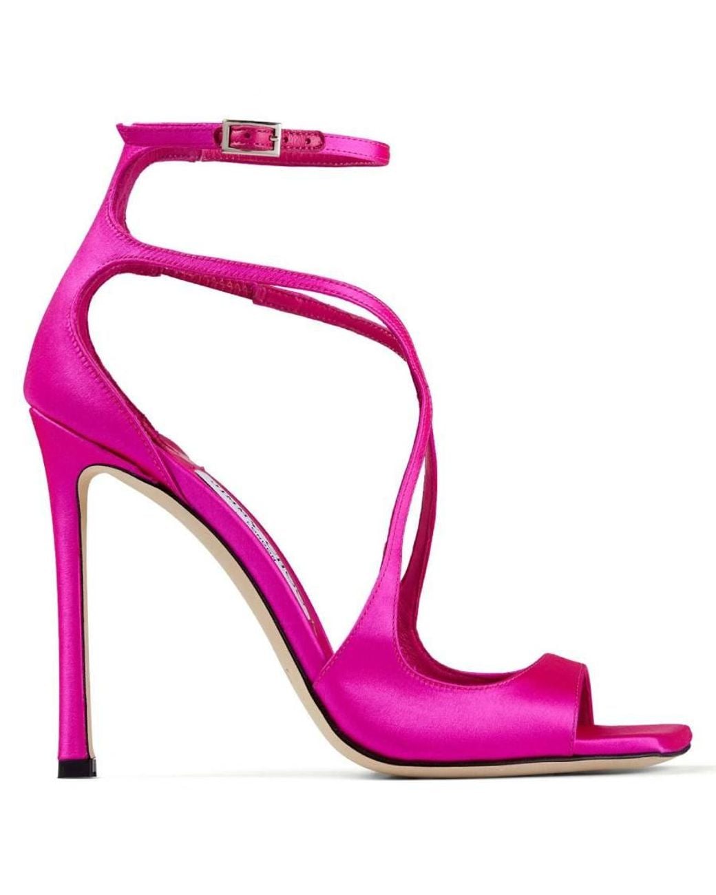 Jimmy Choo Pink Azia 110 Satin Sandals, Brand Size 37.5 Us