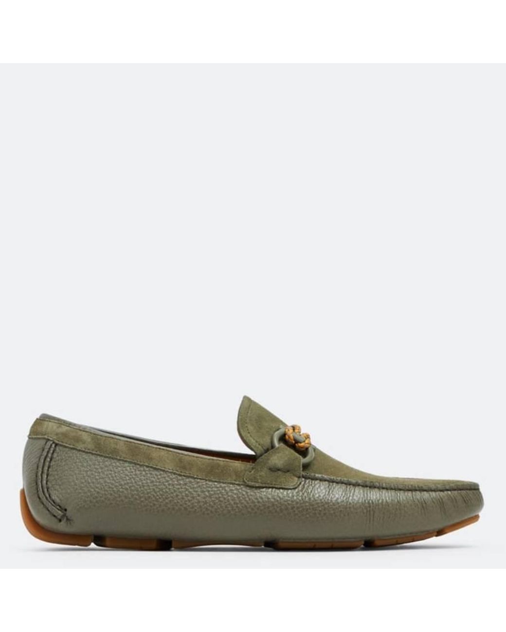 Ferragamo Green Gancini Ornament Loafers for men