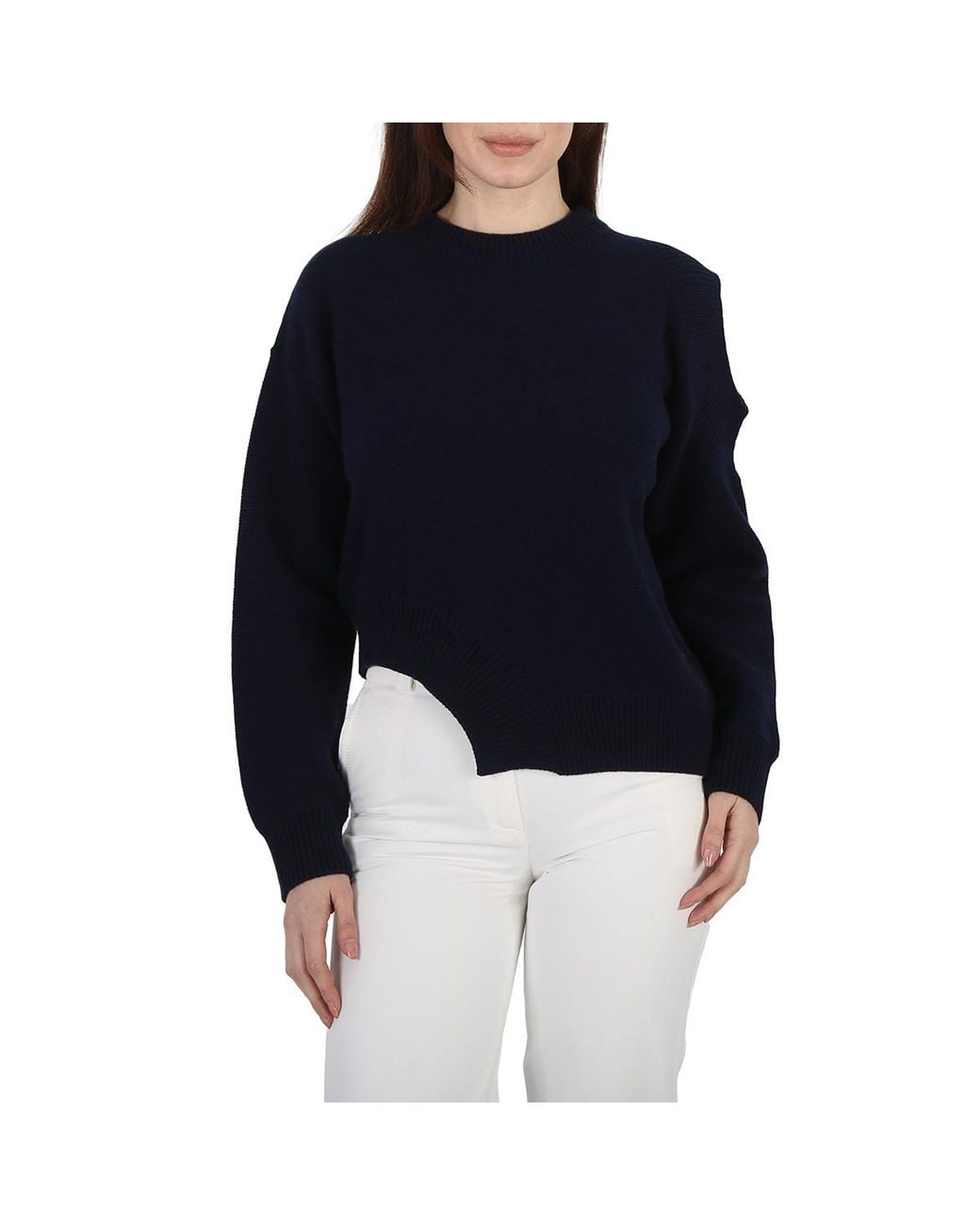 Stella McCartney Black Regenerated Asymmetric Cold-Shoulder Jumper, Brand Size 38 (Us