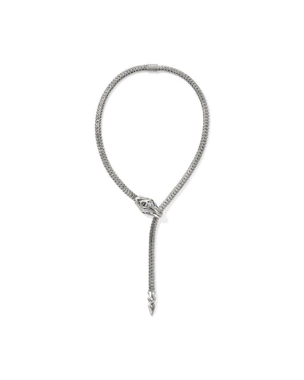 John Hardy Brown Naga Y Necklace, Sterling, Diamonds, 7.5Mm for men