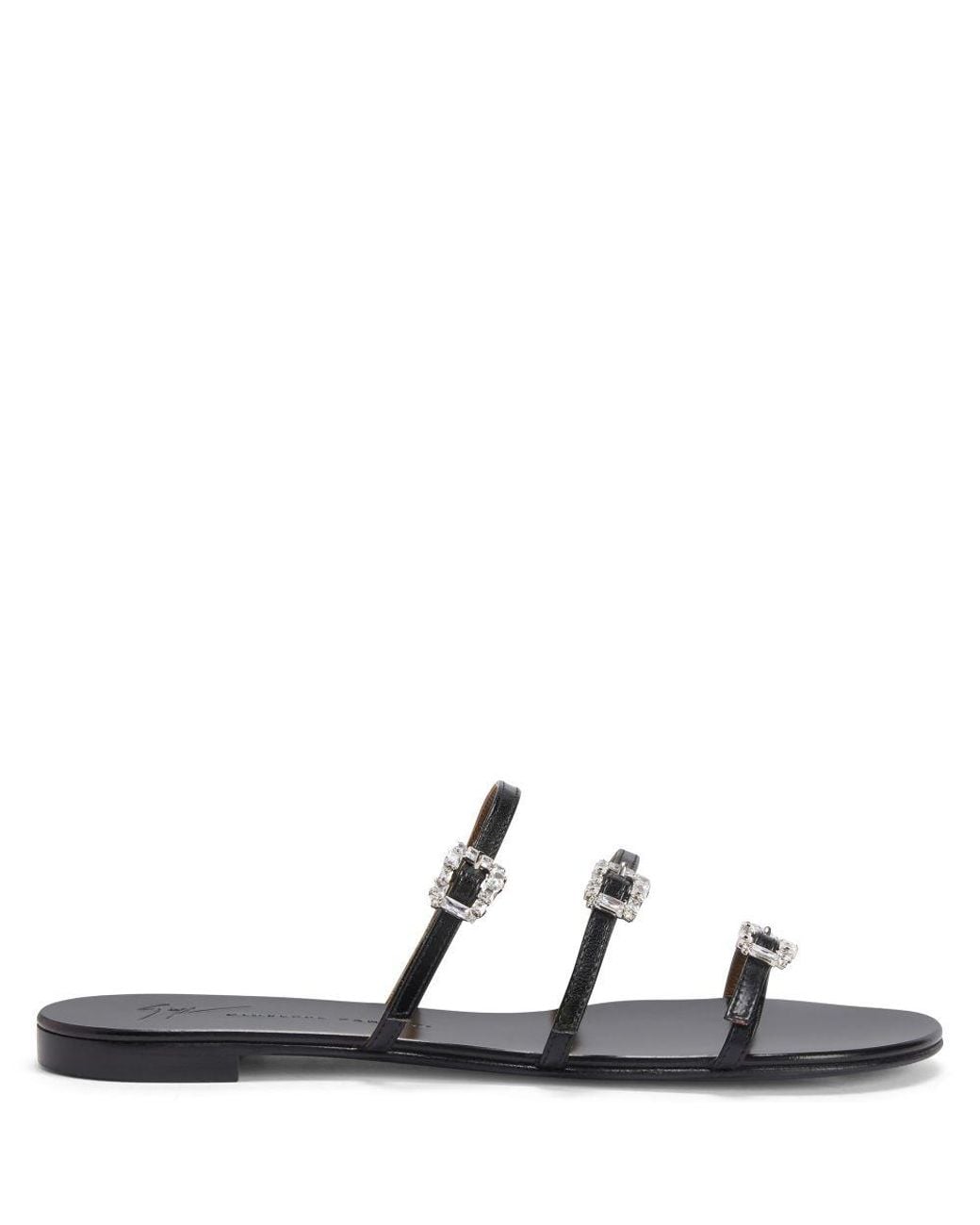 Giuseppe Zanotti Black Himari Jewel Flat Sandals, Brand Size 37 Us