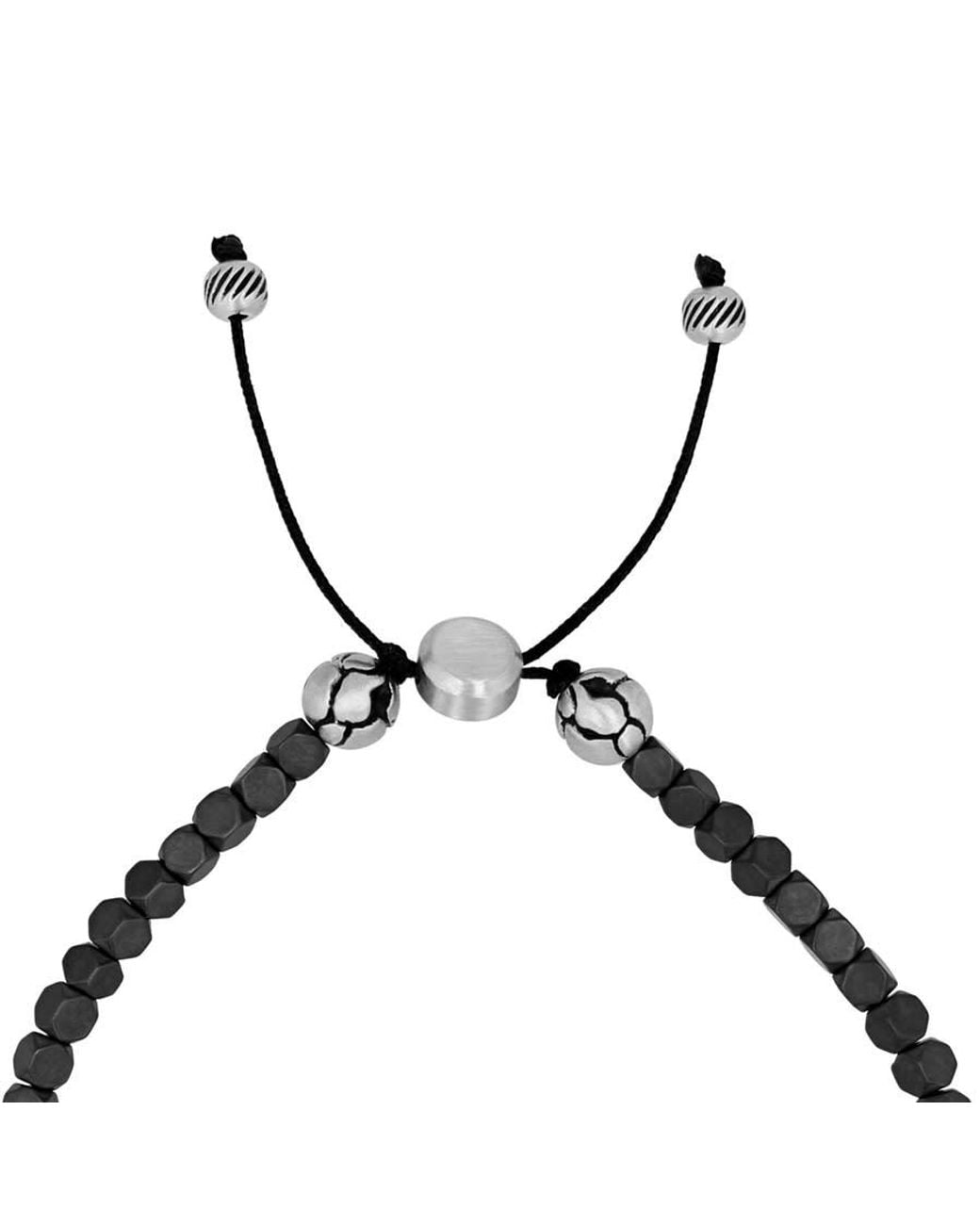 Robert Alton Gray Hematite Bead Bolo Bracelet for men