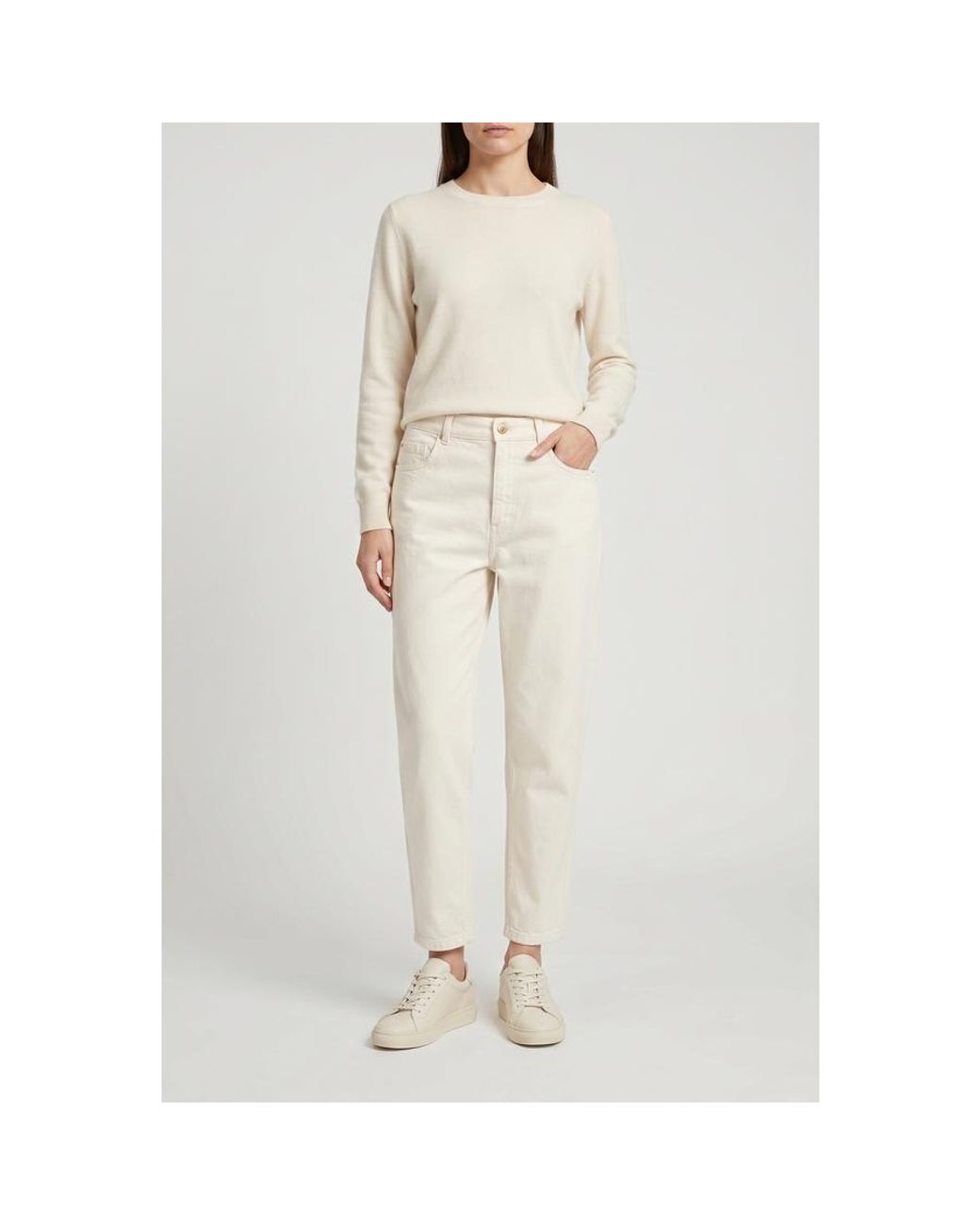 Brunello Cucinelli White Off Relaxed Cotton Trousers, Brand Size 44 (Us for men