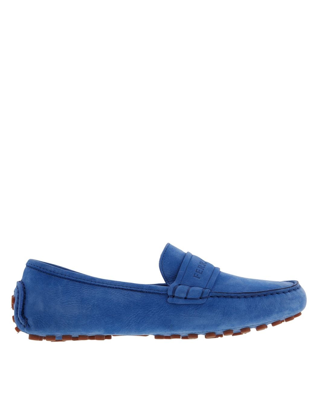 Ferragamo Blue Iside Driver Moccasins With Logo