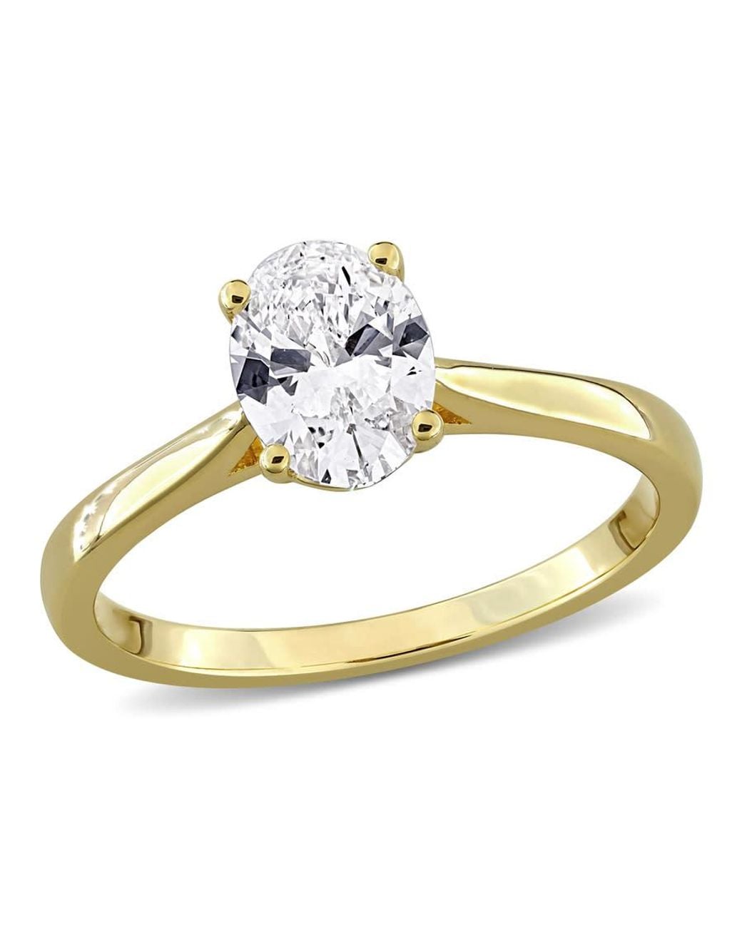 Created Forever Metallic 1Ct Tw Oval-Cut Lab-Grown Diamond Solitaire Engagement Ring With Side Accents for men