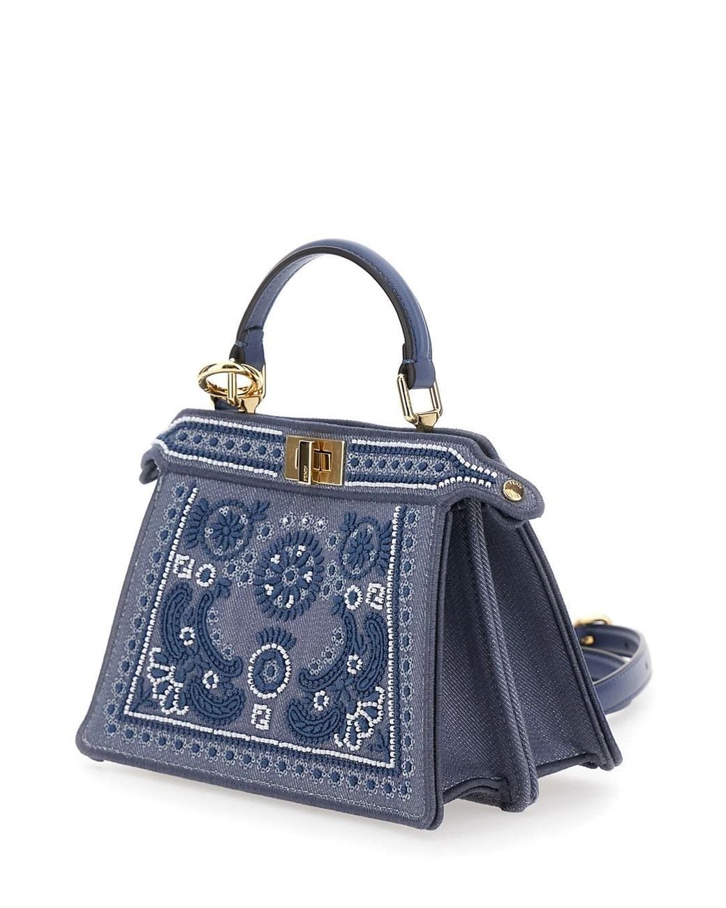 Fendi Blue Iconic Peekaboo Iseeu Denim Bag for men