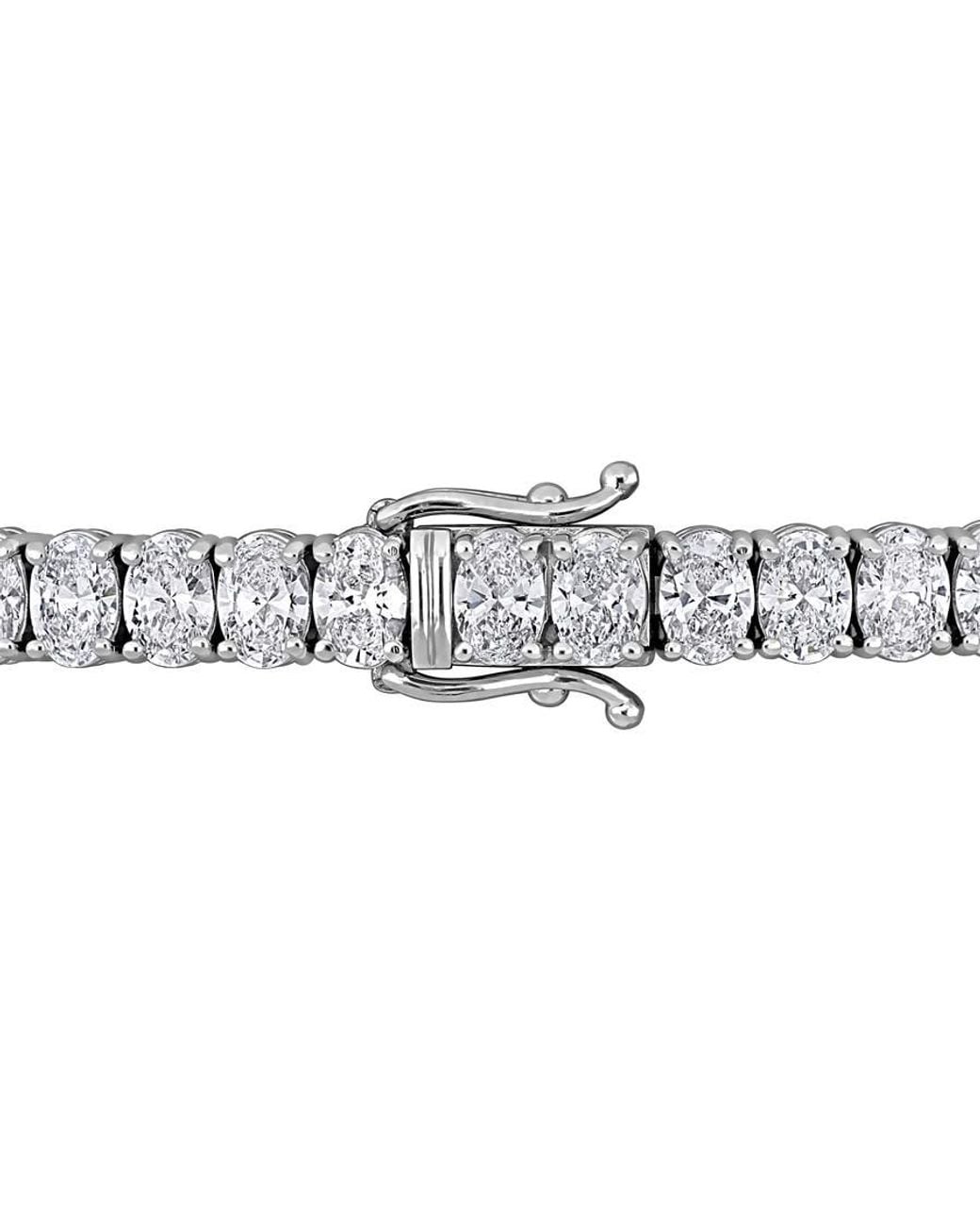 Created Forever Metallic 17 1/6Ct Tw Oval-Cut Lab-Grown Diamond Tennis Bracelet for men