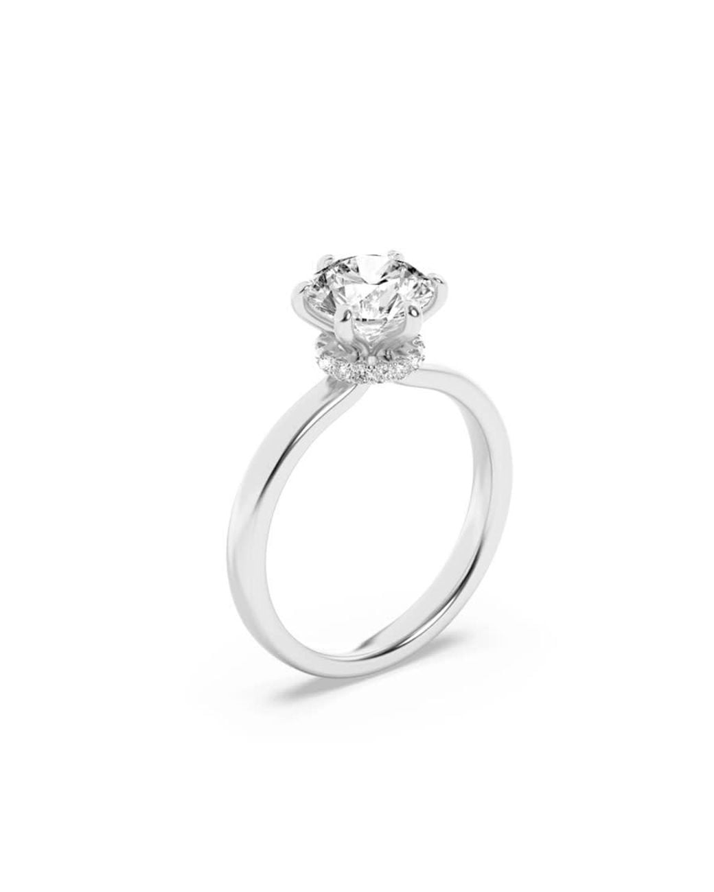 Mure And Co White 1Ctw Round Shaped Lab Grown Diamond (F/Vs) Hidden Halo Plain Shank Engagement Ring for men