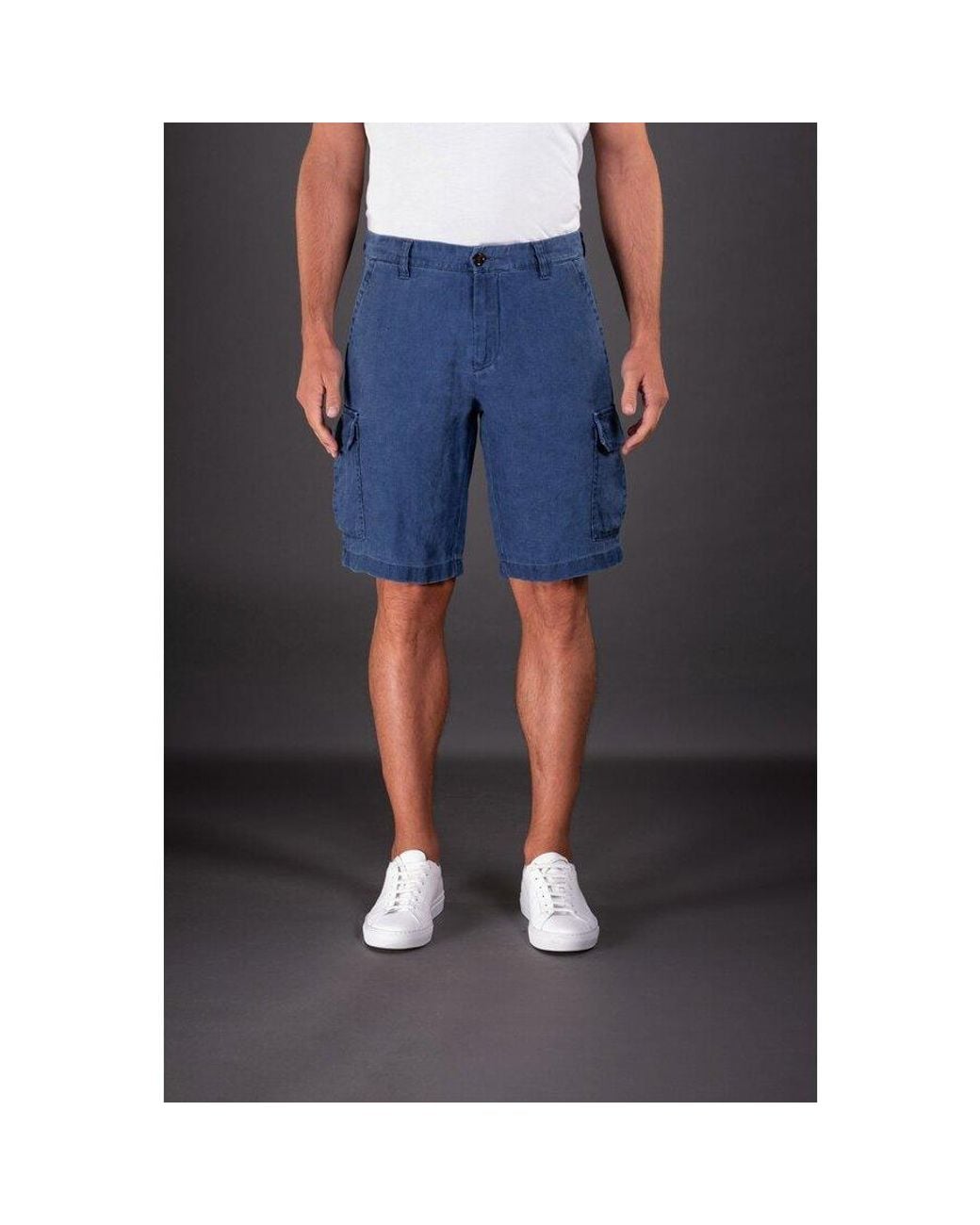 Moorer Blue Cargo Cotton Trousers for men