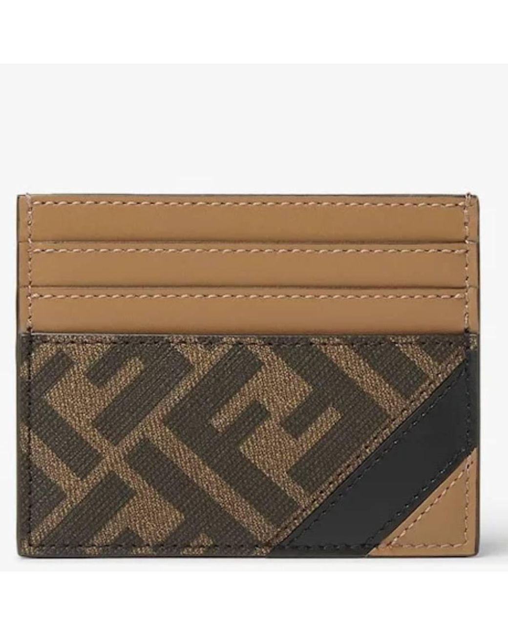Fendi Brown Ff Jacquard Card Holder for men
